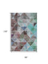 8' X 10' Silver Purple And Blue Geometric Washable Area Rug With UV Protection