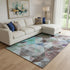 8' X 10' Silver Purple And Blue Geometric Washable Area Rug With UV Protection