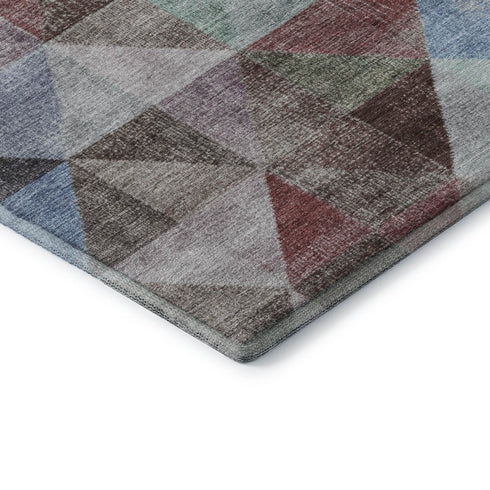 8' X 10' Silver Purple And Blue Geometric Washable Area Rug With UV Protection