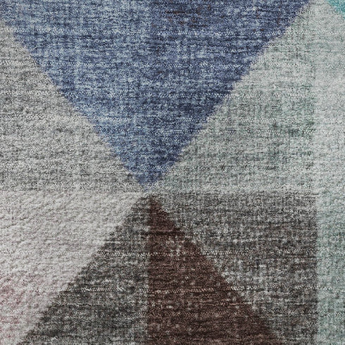 8' X 10' Silver Purple And Blue Geometric Washable Area Rug With UV Protection