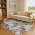 8' X 10' Silver Purple And Blue Geometric Washable Area Rug With UV Protection