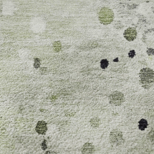 8' X 10' Artichoke Green Ivory And Gray Abstract Washable Area Rug With UV Protection