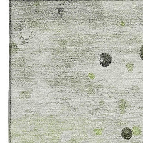 8' X 10' Artichoke Green Ivory And Gray Abstract Washable Area Rug With UV Protection