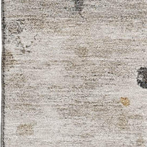 5' X 8' Ivory Gold And Gray Abstract Washable Area Rug With UV Protection