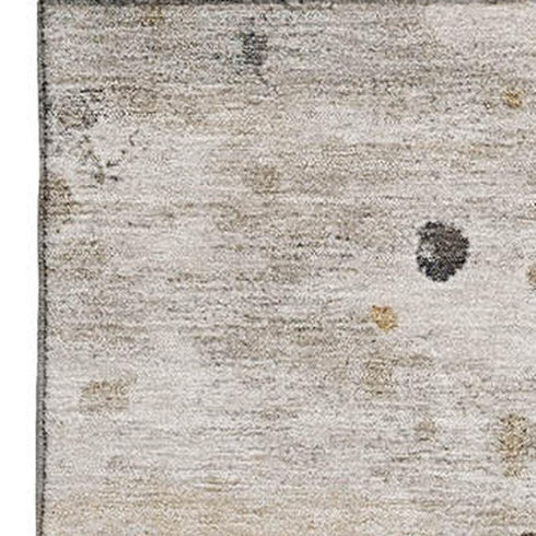 5' X 8' Ivory Gold And Gray Abstract Washable Area Rug With UV Protection