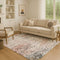 8' X 10' Salmon Ivory And Gray Abstract Washable Area Rug With UV Protection