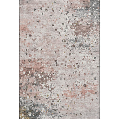 8' X 10' Salmon Ivory And Gray Abstract Washable Area Rug With UV Protection