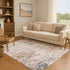 8' X 10' Salmon Ivory And Gray Abstract Washable Area Rug With UV Protection