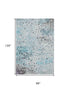 8' X 10' Teal Gray And Ivory Abstract Washable Area Rug With UV Protection