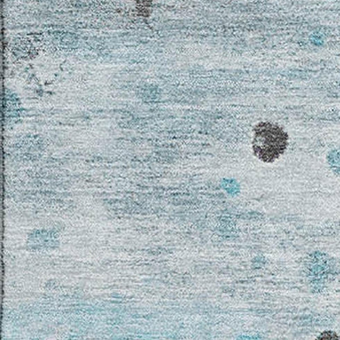 8' X 10' Teal Gray And Ivory Abstract Washable Area Rug With UV Protection
