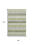 8' X 10' Artichoke Green Ivory And Gray Striped Washable Area Rug With UV Protection