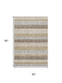 5' X 8' Beige Ivory And Chocolate Striped Washable Area Rug With UV Protection