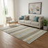 5' X 8' Beige Ivory And Chocolate Striped Washable Area Rug With UV Protection