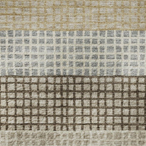 5' X 8' Beige Ivory And Chocolate Striped Washable Area Rug With UV Protection