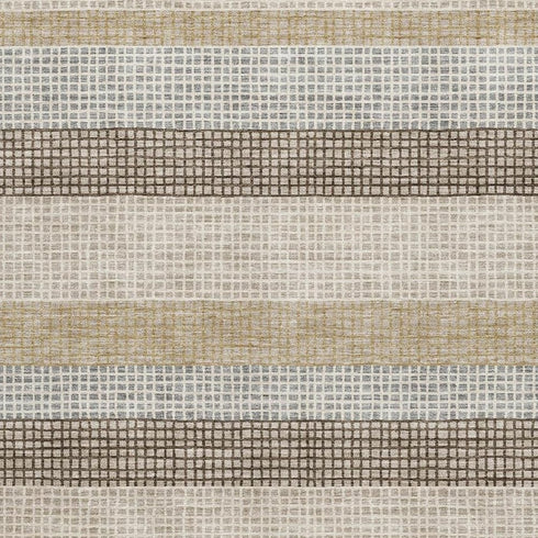 8' X 10' Beige Ivory And Chocolate Striped Washable Area Rug With UV Protection