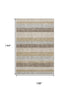 9' X 12' Beige Ivory And Chocolate Striped Washable Area Rug With UV Protection