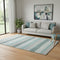 5' X 8' Teal Ivory And Gray Striped Washable Area Rug With UV Protection