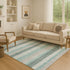 5' X 8' Teal Ivory And Gray Striped Washable Area Rug With UV Protection