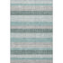 5' X 8' Teal Ivory And Gray Striped Washable Area Rug With UV Protection