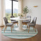 8' Teal Ivory And Gray Striped Washable Round Rug With UV Protection