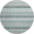 8' Teal Ivory And Gray Striped Washable Round Rug With UV Protection