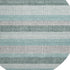 8' Teal Ivory And Gray Striped Washable Round Rug With UV Protection