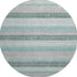 8' Teal Ivory And Gray Striped Washable Round Rug With UV Protection