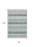 8' X 10' Teal Ivory And Gray Striped Washable Area Rug With UV Protection