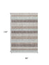 8' X 10' Taupe Ivory And Brown Striped Washable Area Rug With UV Protection