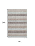 9' X 12' Taupe Ivory And Brown Striped Washable Area Rug With UV Protection