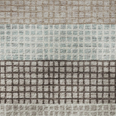 9' X 12' Taupe Ivory And Brown Striped Washable Area Rug With UV Protection