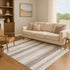 9' X 12' Taupe Ivory And Brown Striped Washable Area Rug With UV Protection