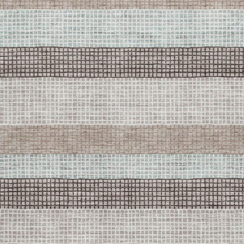9' X 12' Taupe Ivory And Brown Striped Washable Area Rug With UV Protection