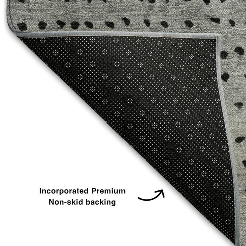 5' X 8' Fern Green Charcoal And Silver Abstract Washable Area Rug With UV Protection