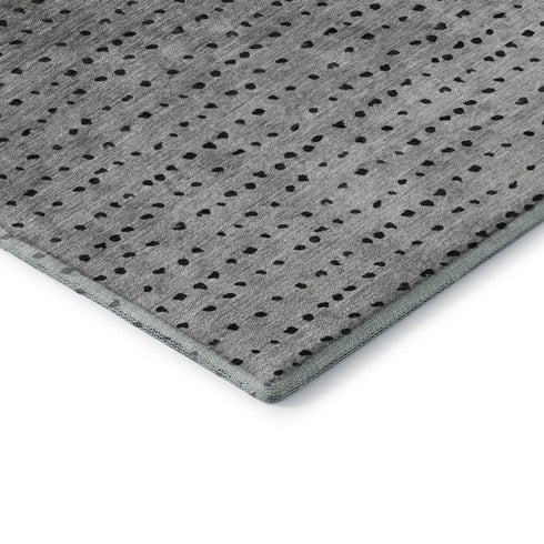 5' X 8' Fern Green Charcoal And Silver Abstract Washable Area Rug With UV Protection