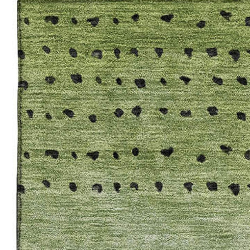 8' X 10' Fern Green Charcoal And Silver Abstract Washable Area Rug With UV Protection