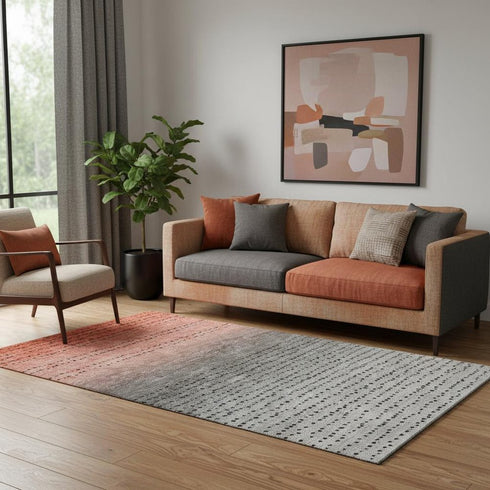 5' X 8' Rust Charcoal And Gray Abstract Washable Area Rug With UV Protection