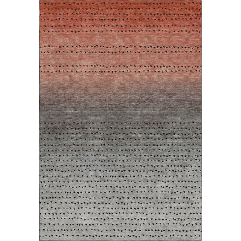 9' X 12' Rust Charcoal And Gray Abstract Washable Area Rug With UV Protection