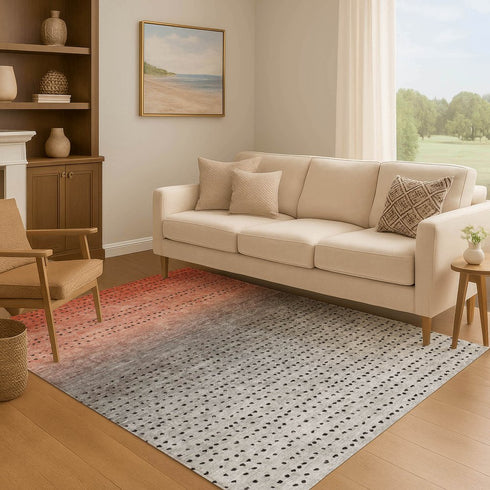 9' X 12' Rust Charcoal And Gray Abstract Washable Area Rug With UV Protection