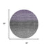 8' Purple Charcoal And Gray Abstract Washable Round Rug With UV Protection