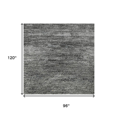 8' X 10' Denim Blue Charcoal And Gray Abstract Washable Area Rug With UV Protection