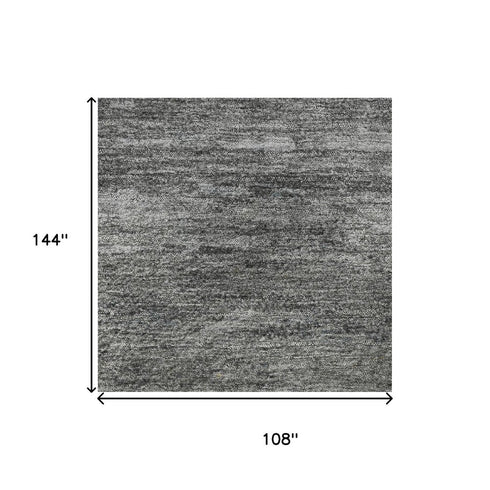 9' X 12' Denim Blue Charcoal And Gray Abstract Washable Area Rug With UV Protection