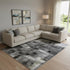 9' X 12' Denim Blue Charcoal And Gray Abstract Washable Area Rug With UV Protection