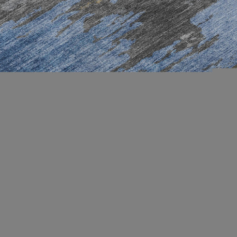 9' X 12' Denim Blue Charcoal And Gray Abstract Washable Area Rug With UV Protection