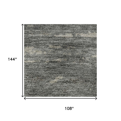 9' X 12' Gold Charcoal And Gray Abstract Washable Area Rug With UV Protection