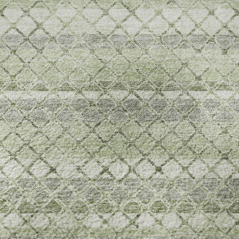 8' X 10' Artichoke Green Gray And Ivory Geometric Washable Area Rug With UV Protection