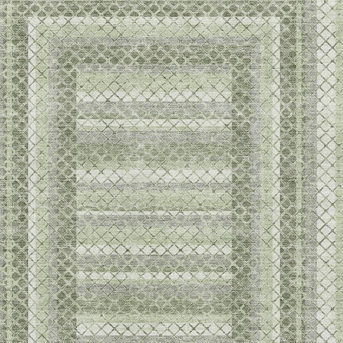 8' X 10' Artichoke Green Gray And Ivory Geometric Washable Area Rug With UV Protection