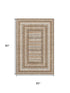 5' X 8' Chocolate Ivory And Beige Geometric Washable Area Rug With UV Protection