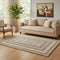 5' X 8' Chocolate Ivory And Beige Geometric Washable Area Rug With UV Protection