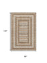 8' X 10' Chocolate Ivory And Beige Geometric Washable Area Rug With UV Protection